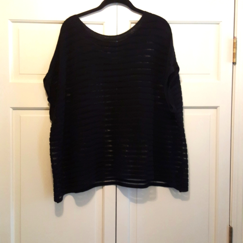 Eileen Fisher woven black knit top